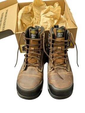 Keen Utility 400G Brown and Black Work Boots with Lace-Up Support